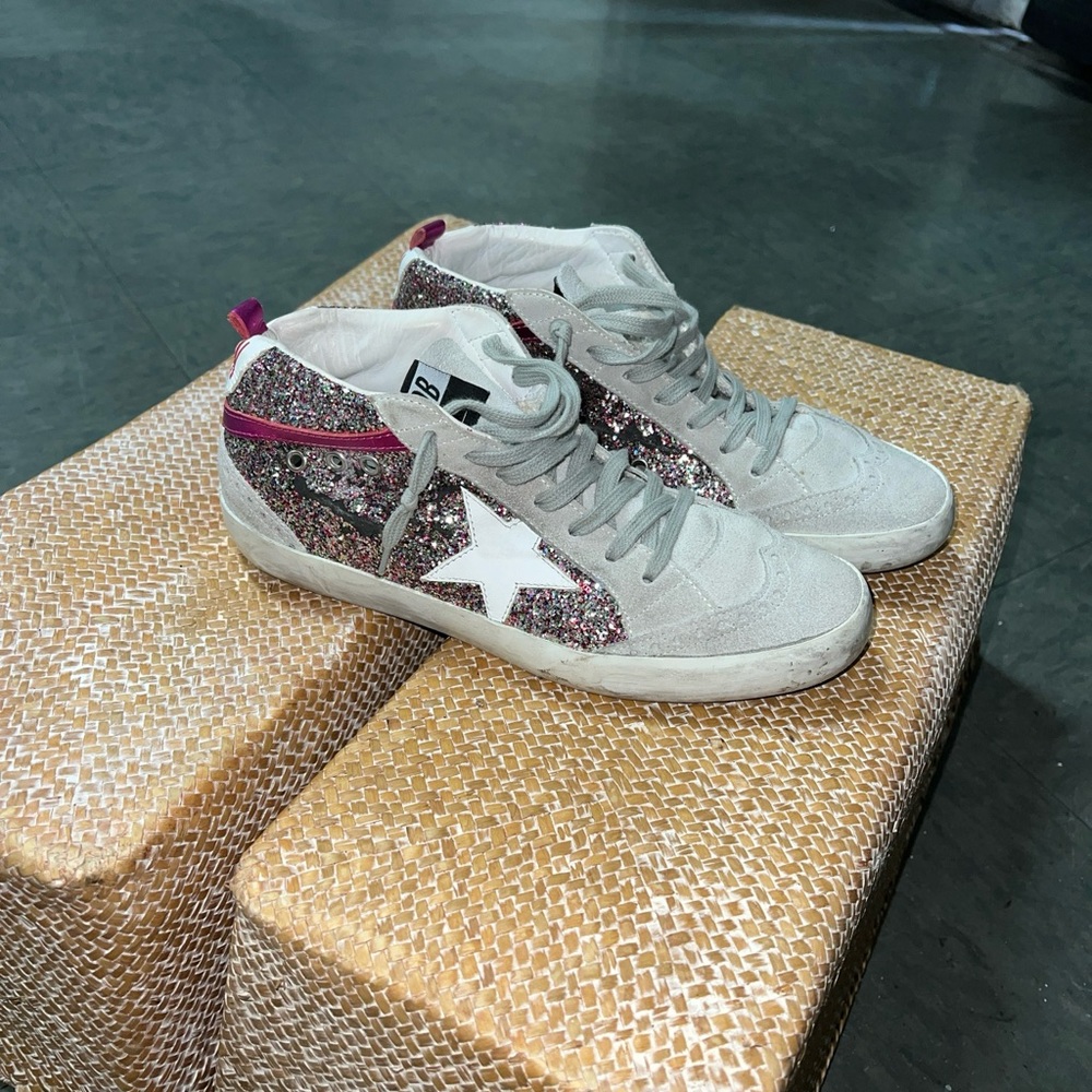 BEAUTIFUL Golden Goose Superstar Pink Glitter Mid calf Shoes size 9.5 US EU 41